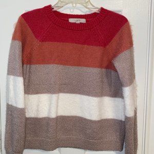 LOFT Striped Pink/beige Sweater Size SP (small petite)